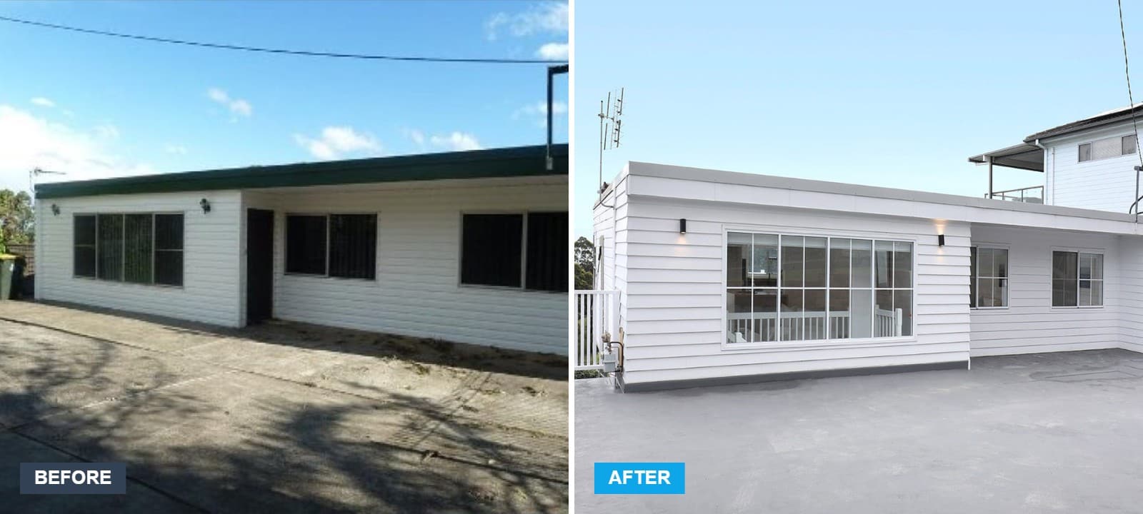 Weatherboard home before and after Uplifta optimisation